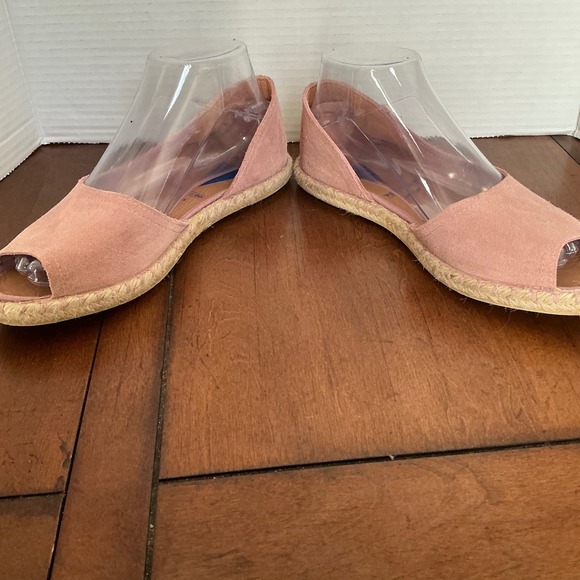 Verbenas Gaudi Pink Suede Peep Toe Espadrille Flats Made in Spain Womens  8.5 - Picture 5 of 8